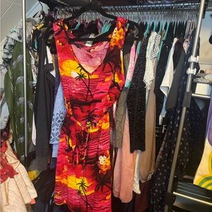 Fiery Red and Orange Mini Sundress for Resort Wear